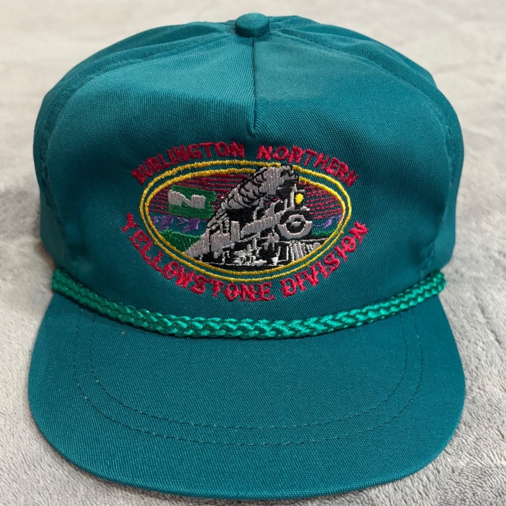 Vintage Burlington Northern Yellowstone Division Train Hat Imperial Rope Cap